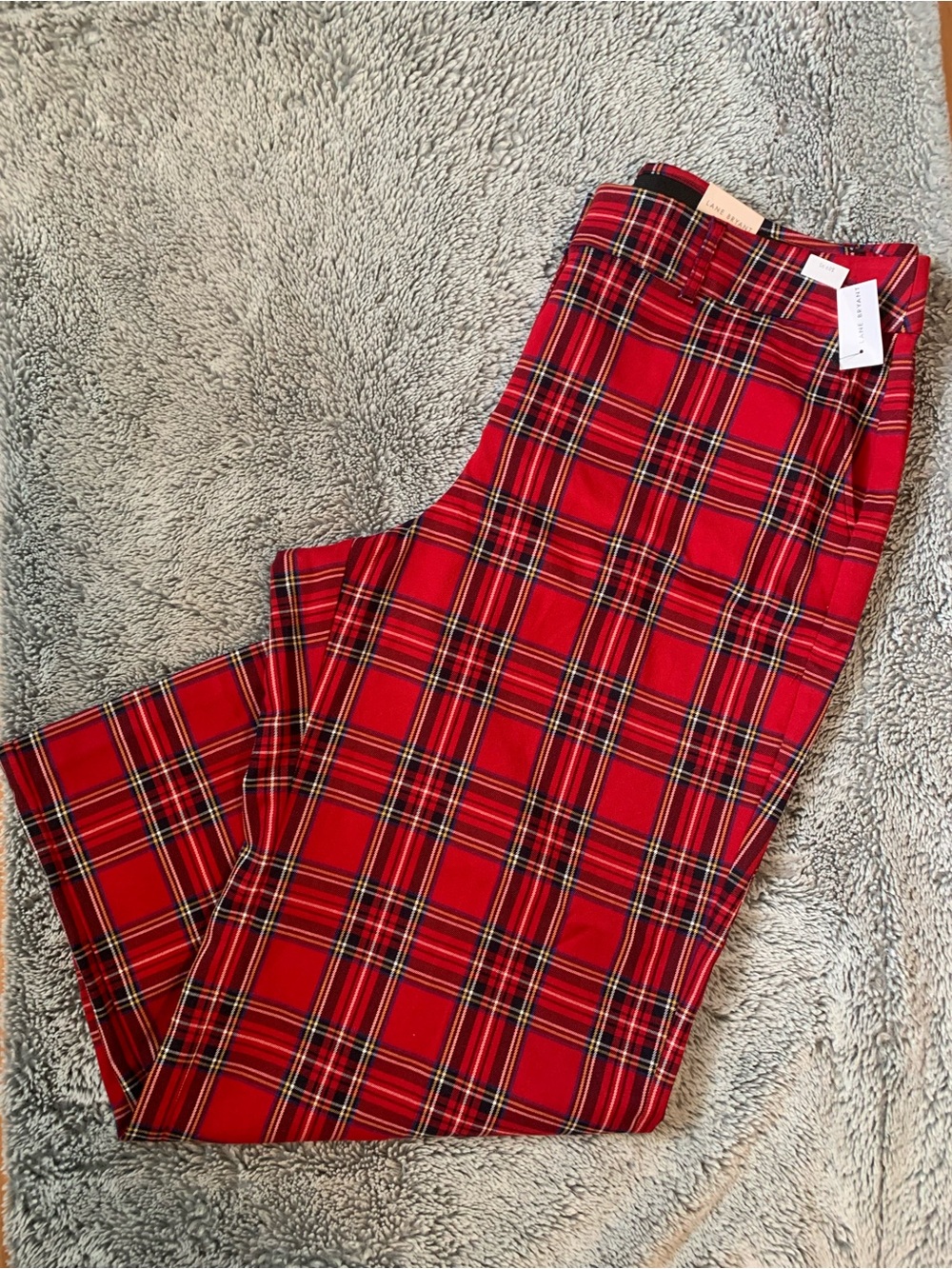 Lane Bryant Red Plaid Wide-Leg Pants Sz 18 New